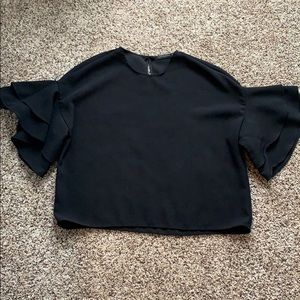 Zara ruffle sleeve cropped top